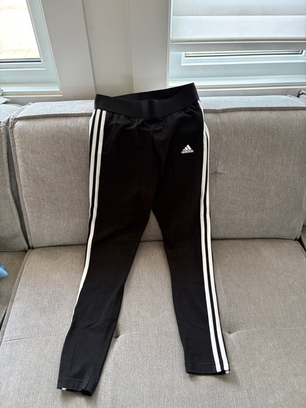 adidas Black Joggers with White Side Stripes - Kids